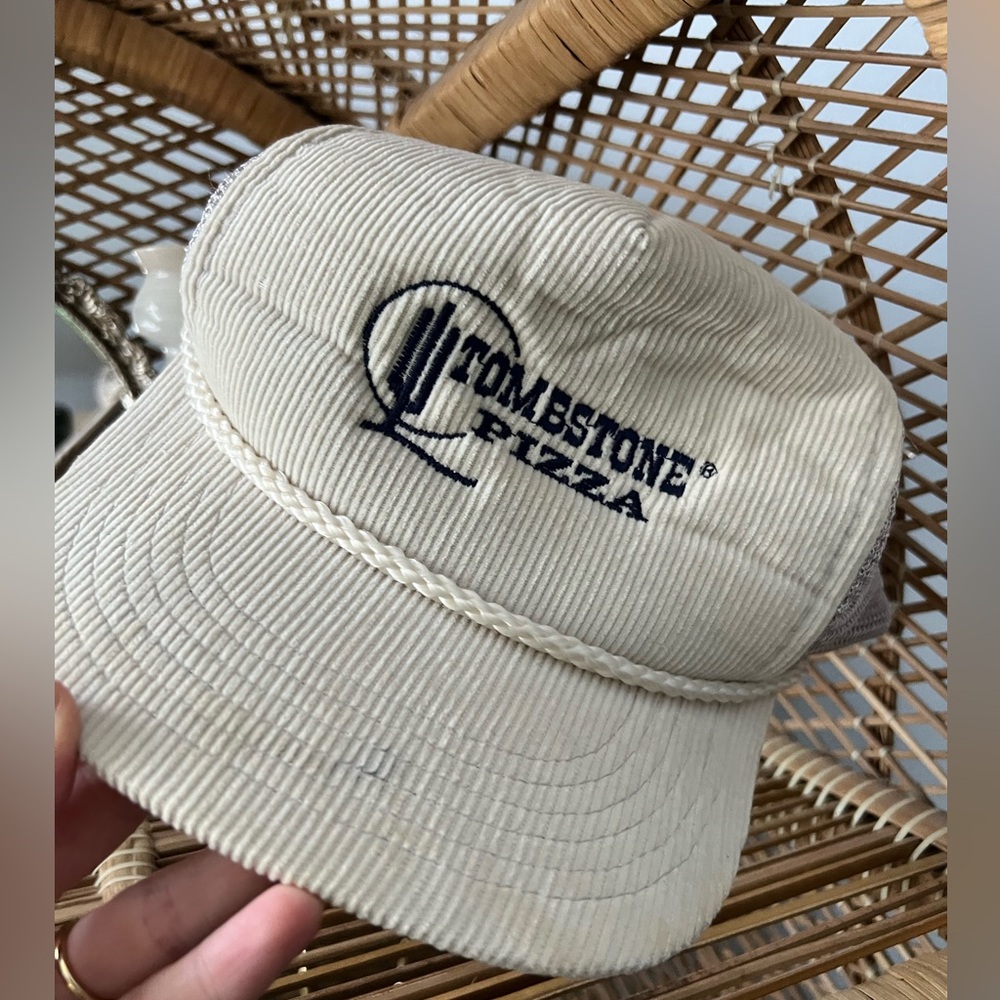 Vintage Tombstone Pizza Corduroy Snapback Trucker Hat - Picture 6 of 9